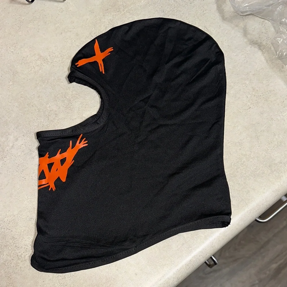 Black Balaclava with Orange Design